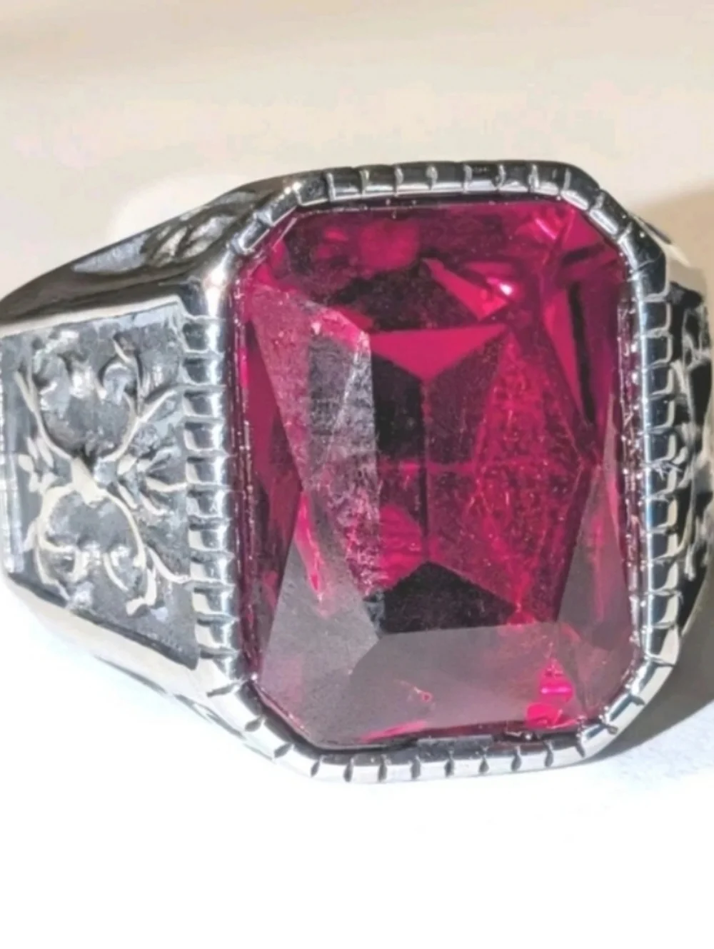 Retro Viking 5ct Lab Created Ruby Gemstone Mens Ring 14k Silver Plated Sz 11